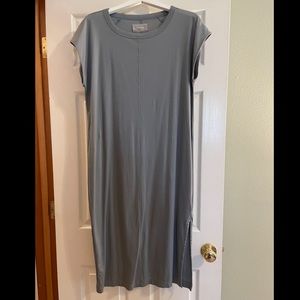 Everlane - Faded Sage Luxe Cotton Side Slit Tee Dress  - L